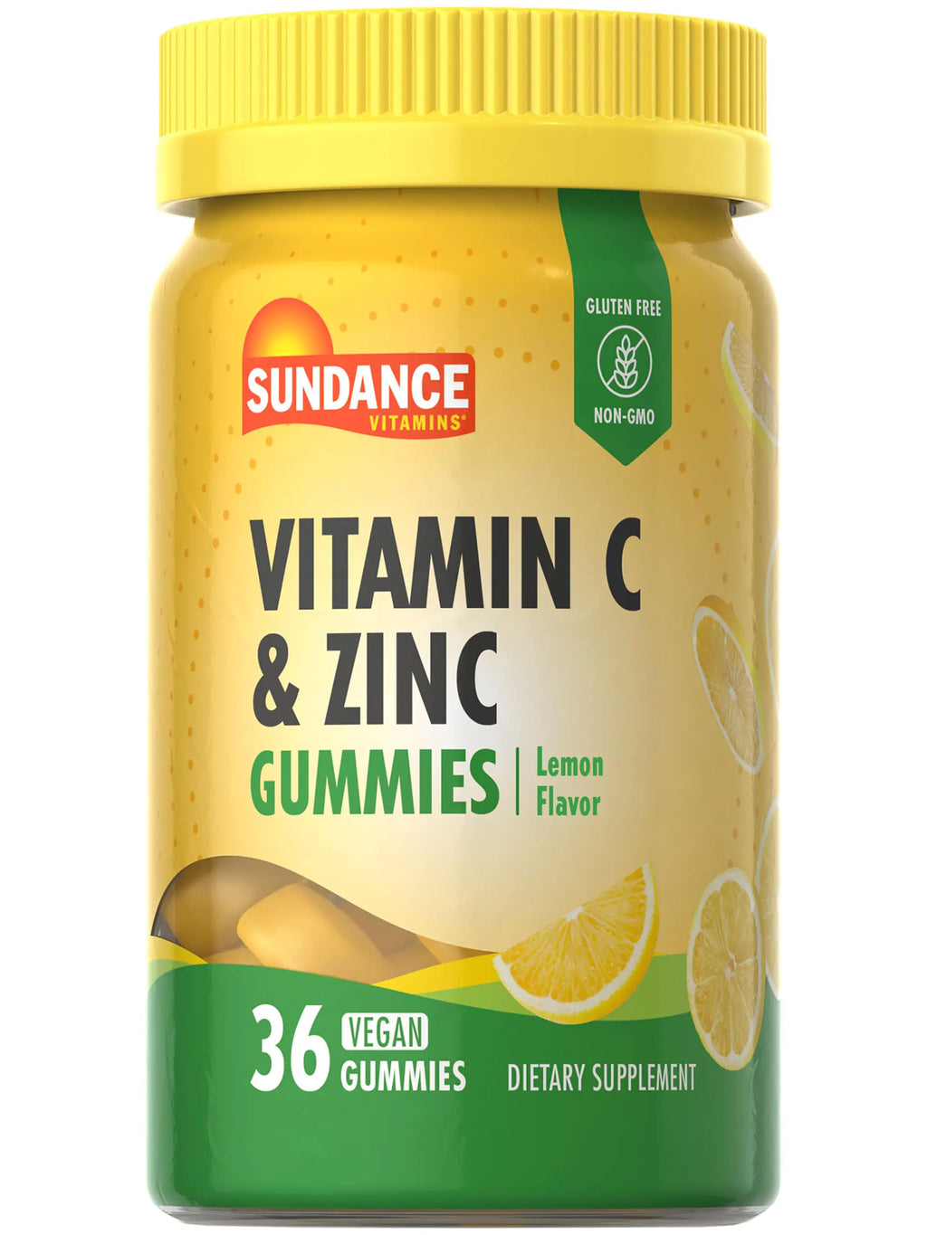 Sundance Vitamin C and Zinc Gummies | 36 Count | Lemon Flavor | Vegan Non-GMO and Gluten Free Supplement
