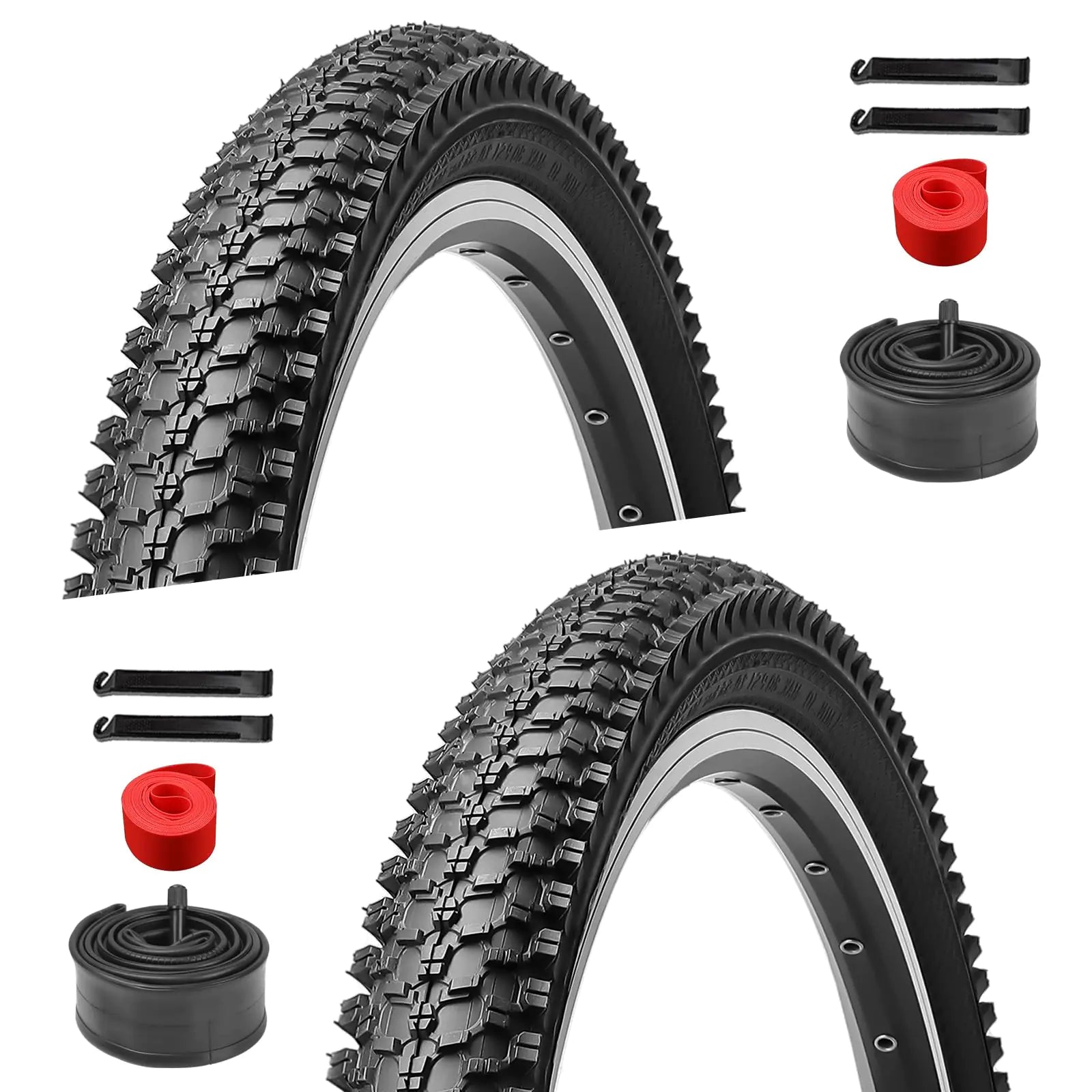 2-Pack 24/26 inch Mountain Bike Tires - Bicycle Tires 24/26x1.95 Folding Replacement Tire for Mountain Bike Puncture-Resistant 24"/26" Schrader Valve Bike Tubes Bicycle Replacement Parts