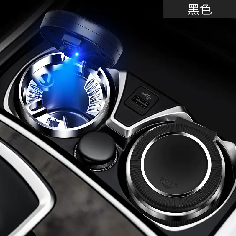 Multifunctional Car Ashtray with LED Light and Metal Core