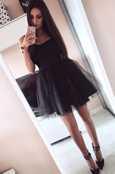 Solid Color Mesh Strap Dress with Flared Skirt