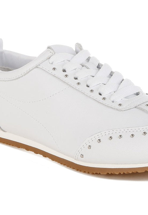 Odaya Studded Real Soft Leather Sneakers