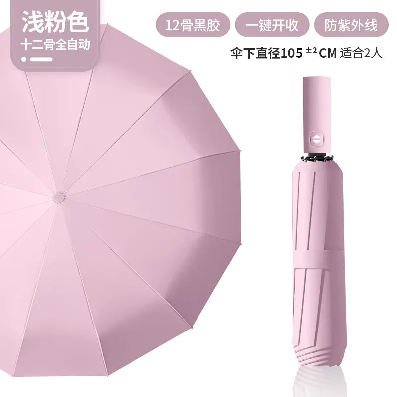 Custom 24 Bone Automatic Folding Sun and Rain Umbrella