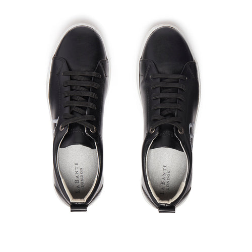 women Black Apple Leather Sneakers