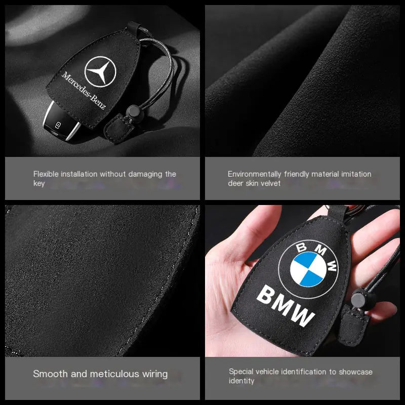 Factory Direct Faux Suede Car Key Case with Custom Logo