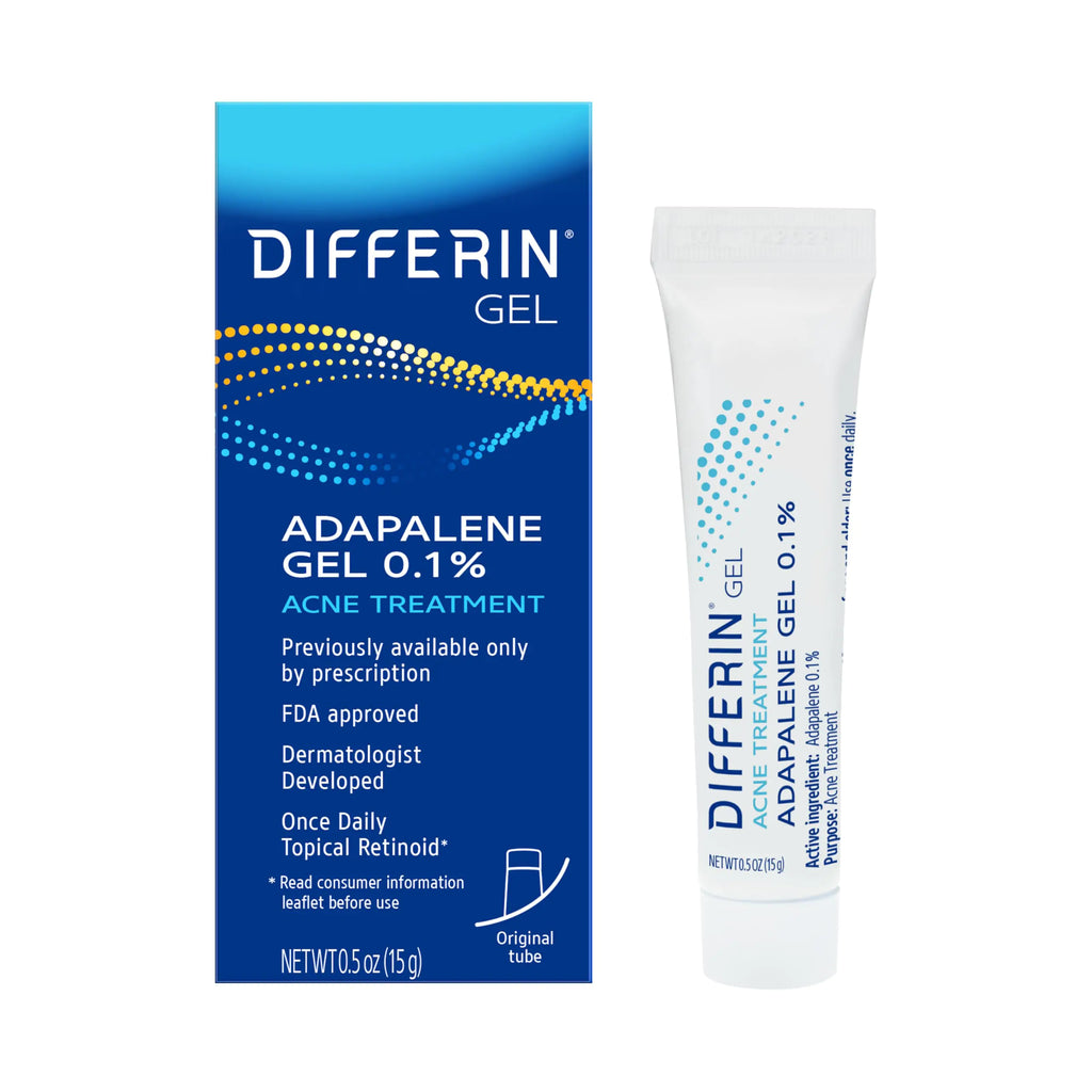 Differin Acne Treatment Gel 30 Day Supply Retinoid Treatment for Face with 0.1% Adapalene Gentle Skin Care for Acne Prone Sensitive Skin 15g Tube (Packaging May Vary)