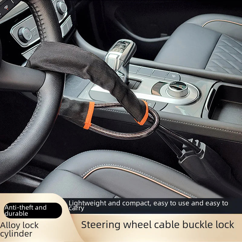 Universal Car Steering Wheel Lock with Steel Cable