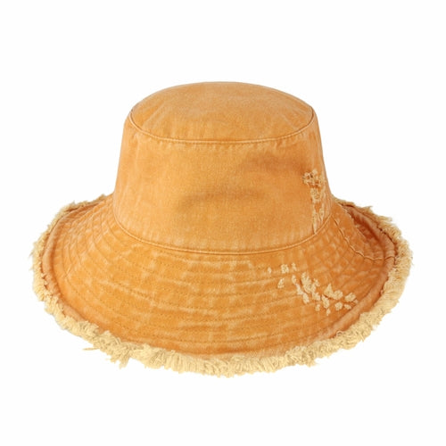 Bucket Hat,Wide Brim Frayed