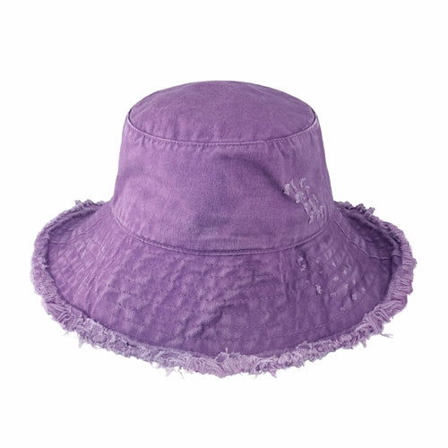 Bucket Hat,Wide Brim Frayed