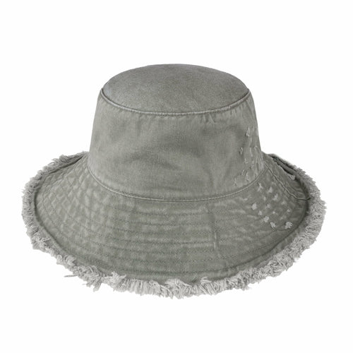 Bucket Hat,Wide Brim Frayed