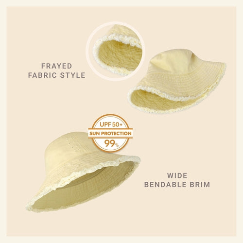 Bucket Hat,Wide Brim Frayed