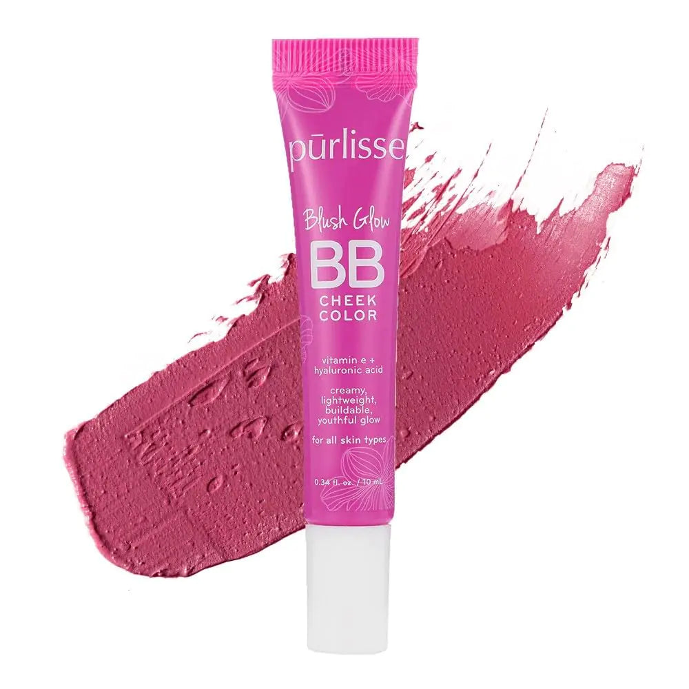 purlisse Blush Glow BB Cheek Color: Cruelty-free & clean Paraben & Sulfate-free Cream blush Long lasting Vitamin E hydrates | Pretty Plum 0.34oz
