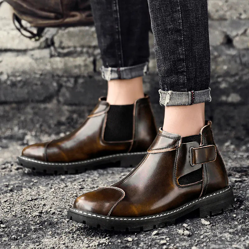 Trendy Retro Leather Tooling Boots for Men