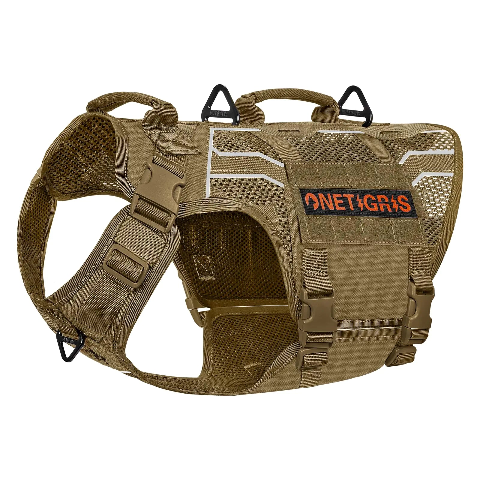 Tactical Dog Harness for Large Dogs Mesh Dog Harness Medium Sized Dog Reflective Dog Vest Heavy Duty & Breathable Military Dog Harness with No Pull Buckle