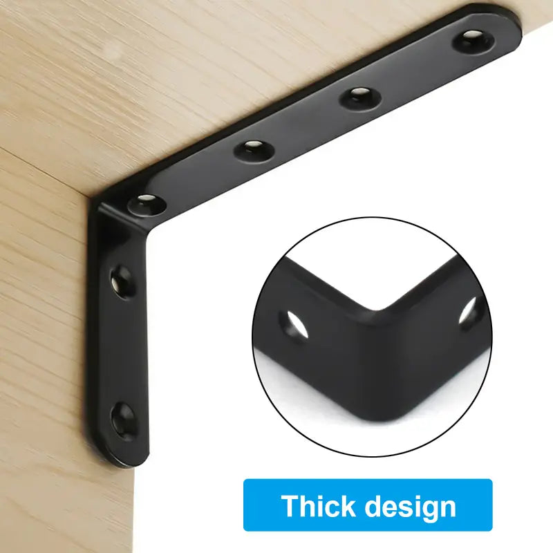 L-Shaped Black Corner Iron Wall Bracket for Support