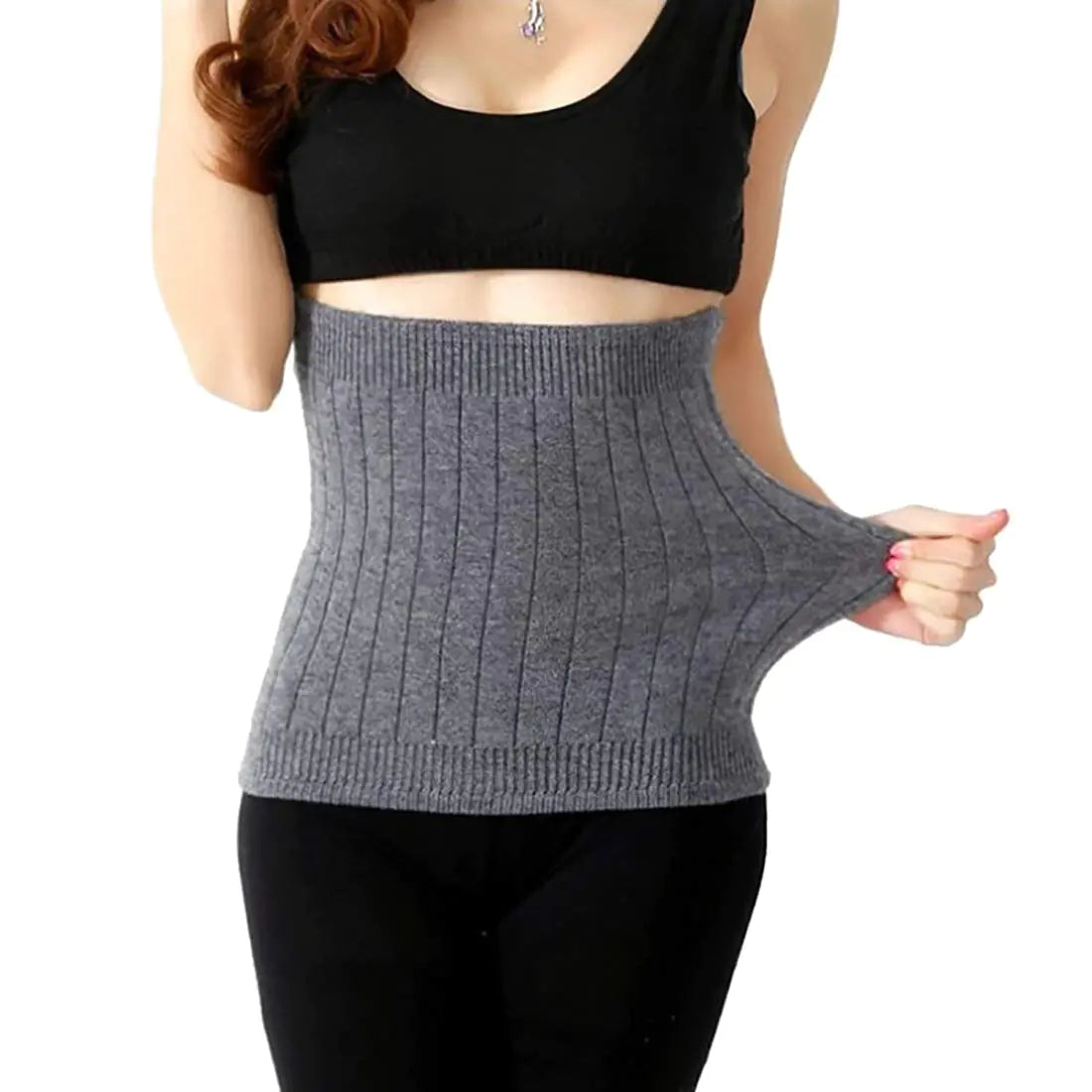 Warm Cashmere Waistband Abdominal Protector Unisex Kidney Stomach Binder Waist Support Protector Belt Gray L