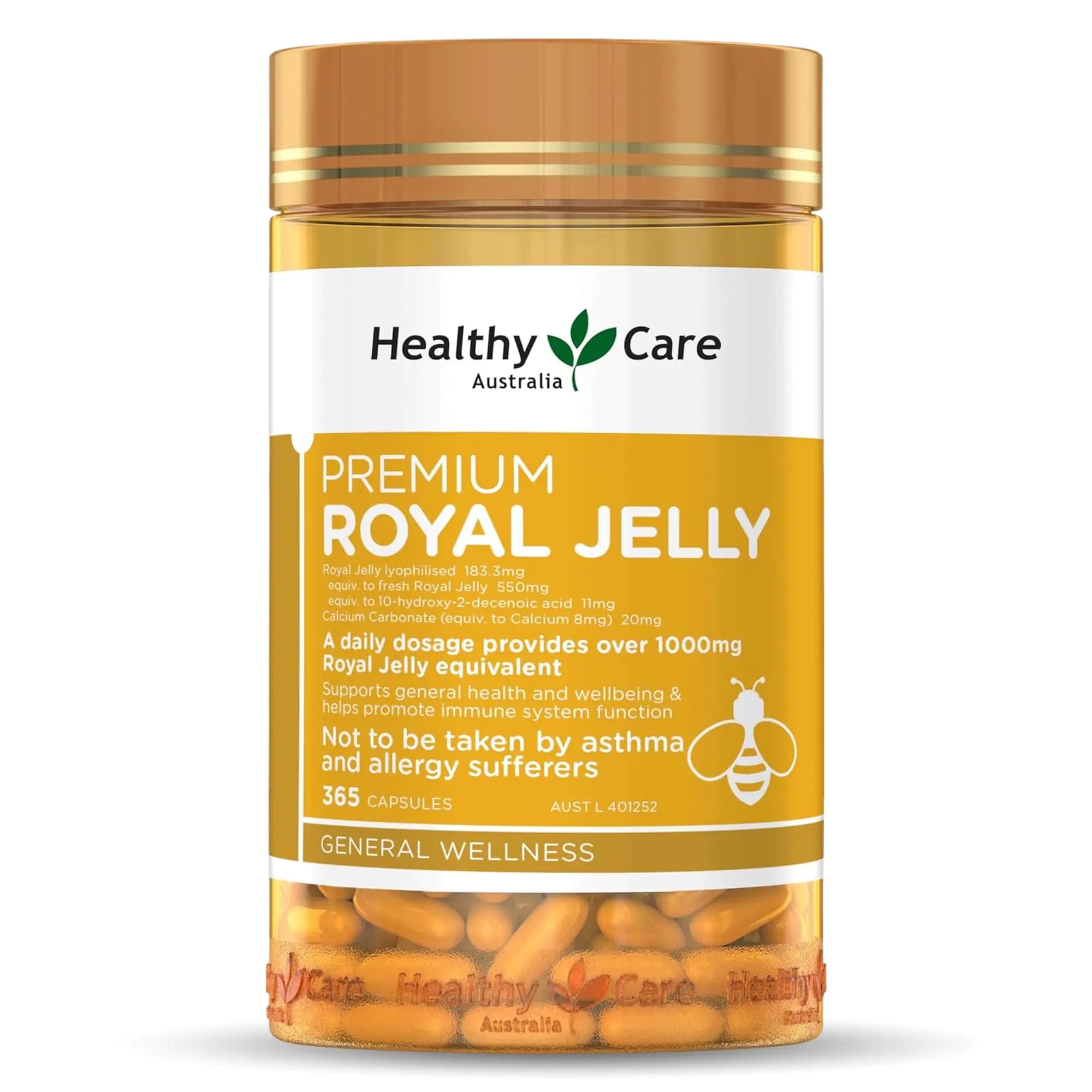 Healthy Care Royal Jelly 1000 365 Capsules Supplements Made in Australia