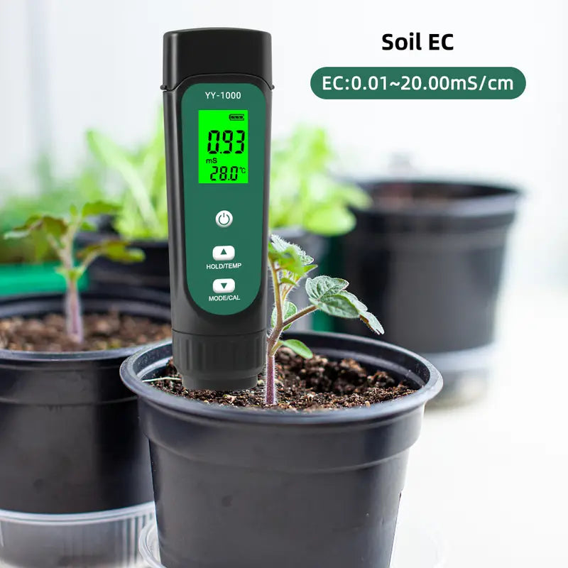 Portable Backlit 3-in-1 Soil Detector with EC Display