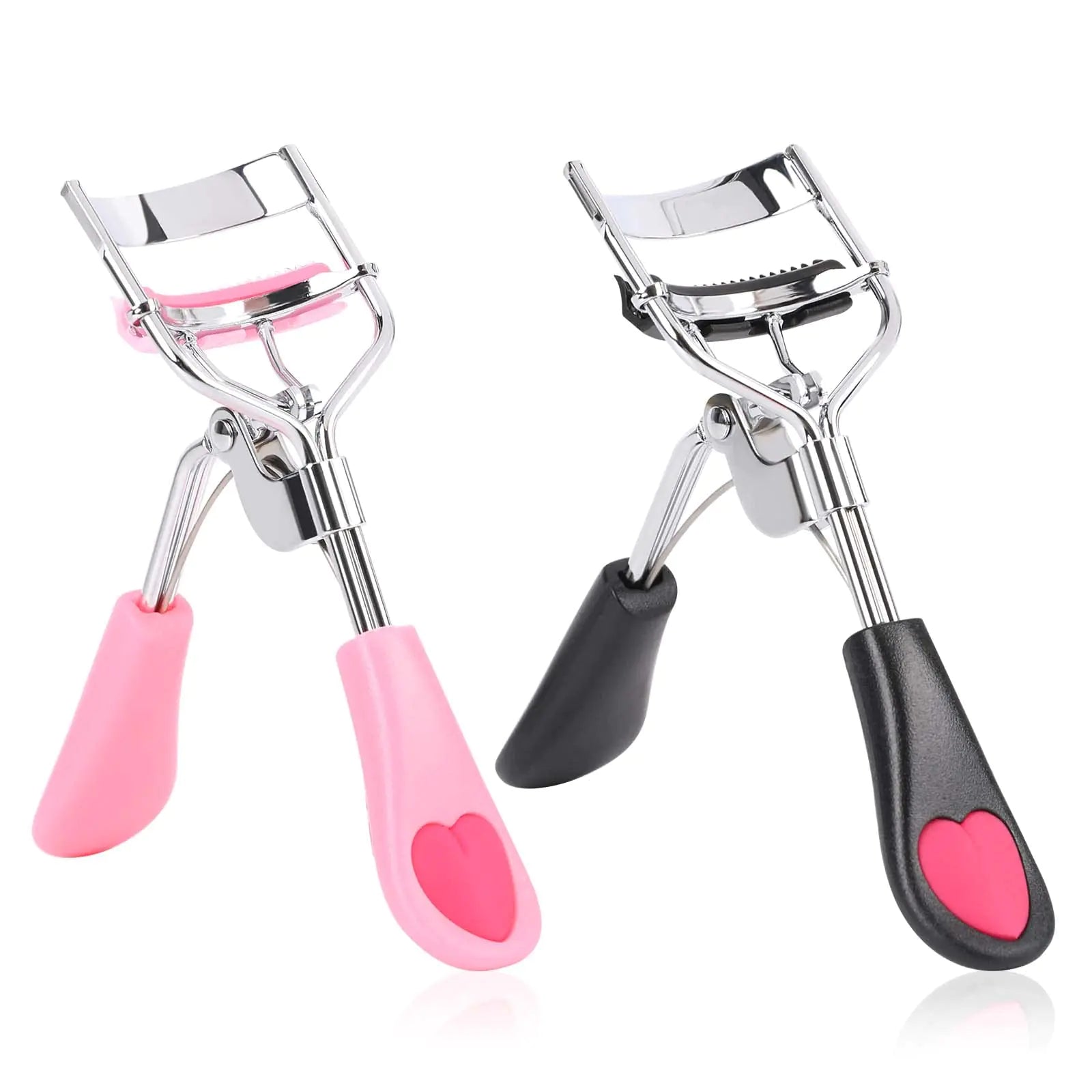 Eyelash Curlers with Comb2 Pcs Eye Lash Curler Lash Tool Built in Comb Mini Makeup Lash Separator Tool Portable False Eyelashes Accessory (Black & Pink)
