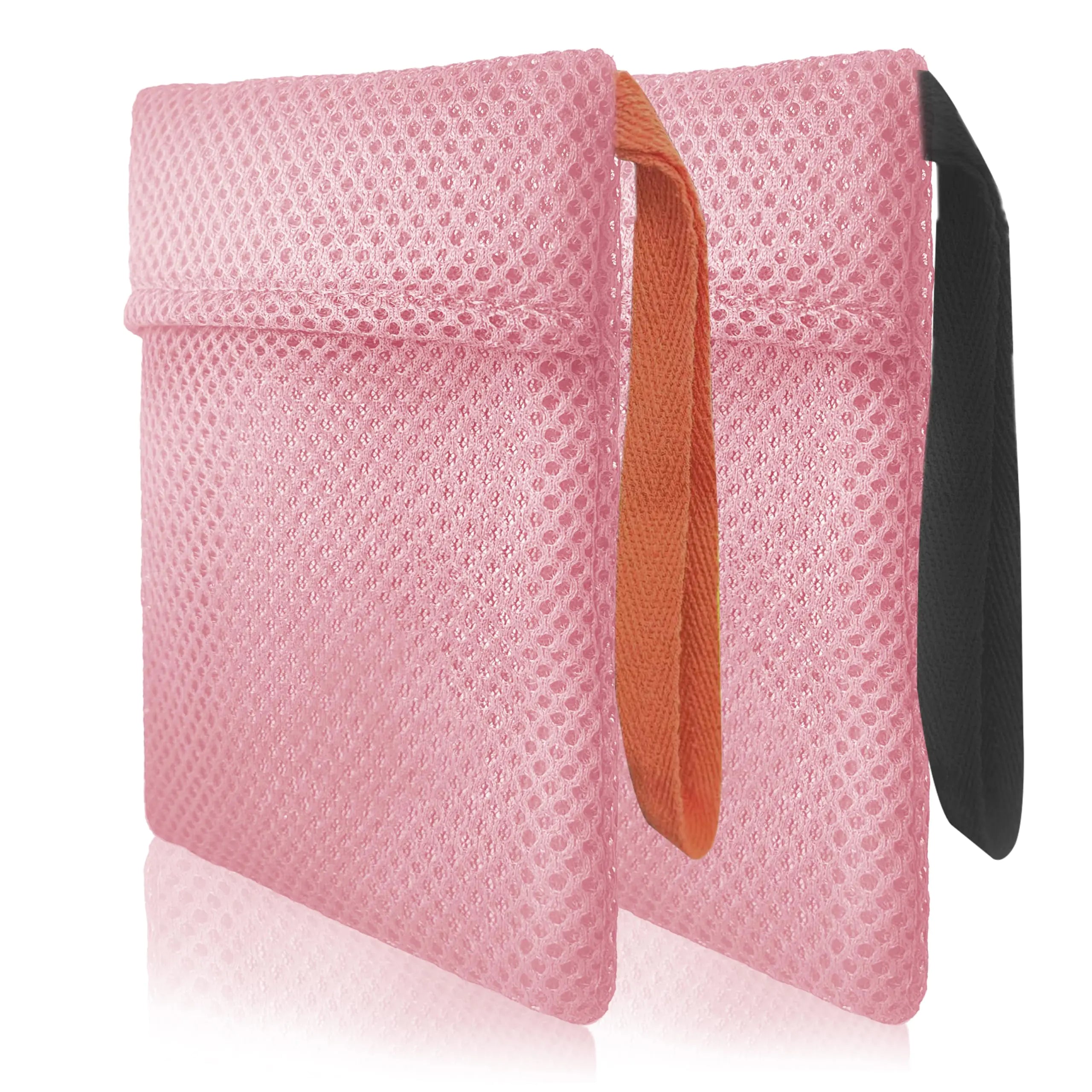 Beiskll 2 Pack Exfoliating Soap Bags Gentle RoughnessBar Soap Pouch and Soap SaverBody Scrubber Shower Sponge for Baths (Pink)