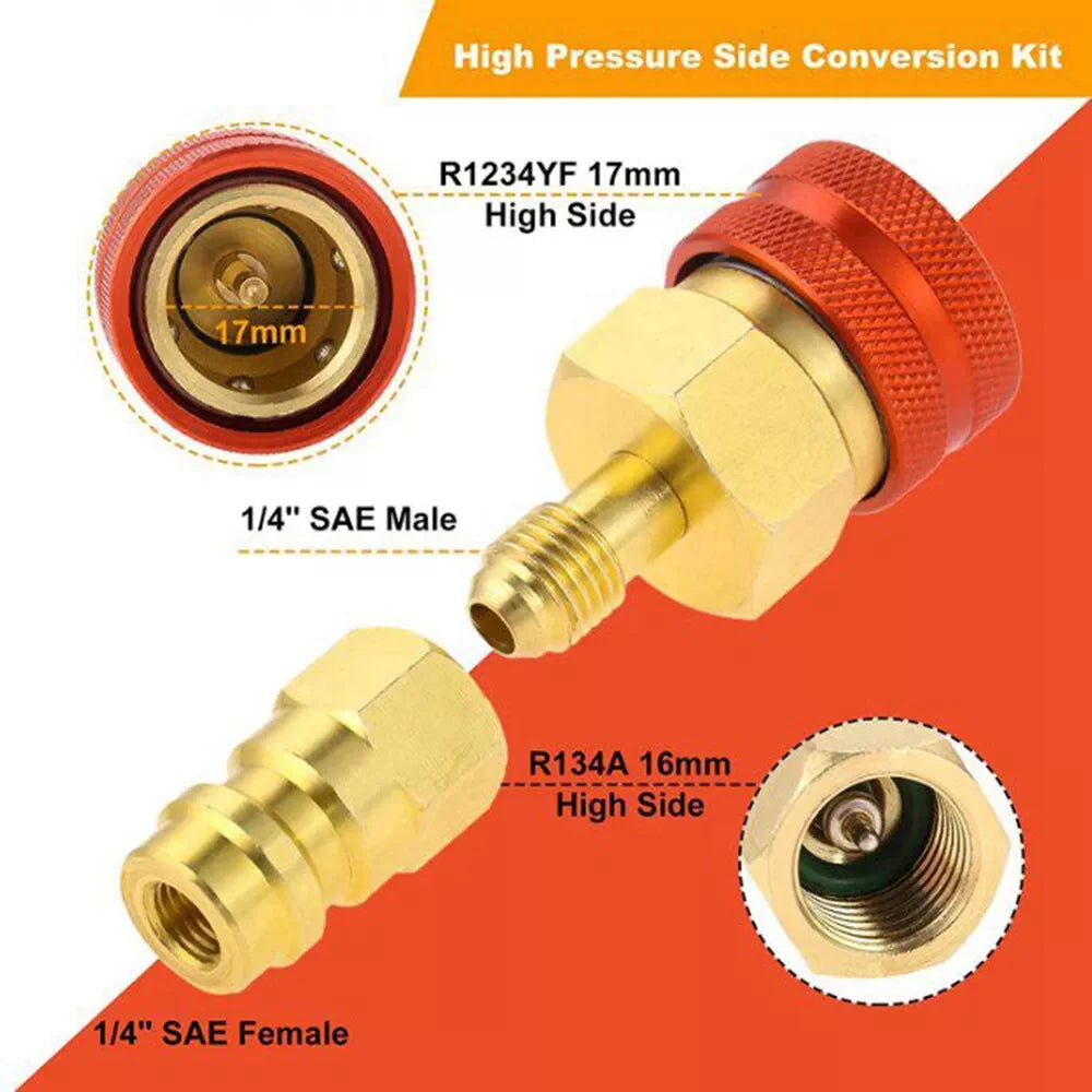 Quick Coupler Adapter Fits Car R1234YF to R134A  A/C High Low Side Conversion Kit