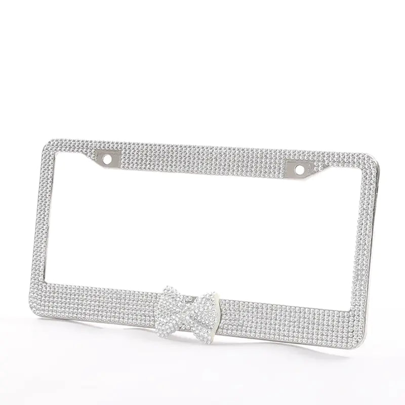 Rhinestone Bow Car License Plate Frame with Acrylic