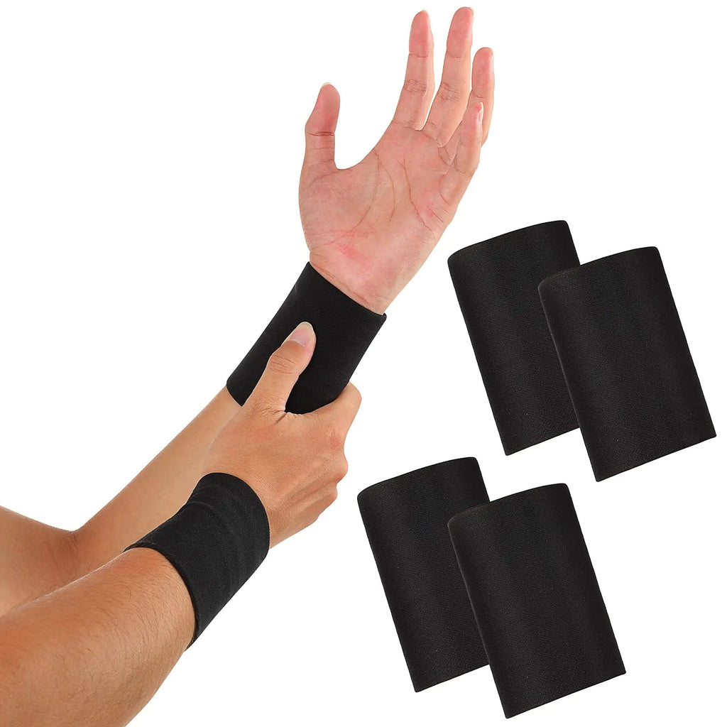 2 Pairs Compression Wrist Sleeve Compression Wrist Brace Wrist Supports Wrist Wraps Elastic Wristbands for Men and Women Tennis Tendonitis Carpal Tunnel (Black X-Large)
