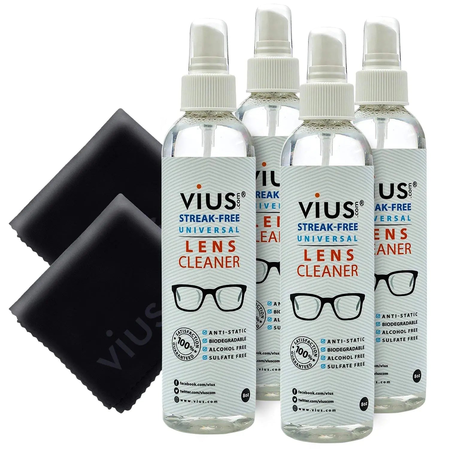 Lens Cleaner â€“ vius Premium Lens Cleaner Spray for Eyeglasses Cameras and Other Lenses - Gently Cleans Fingerprints Dust Oil (8oz 4 Count Pack of 1)