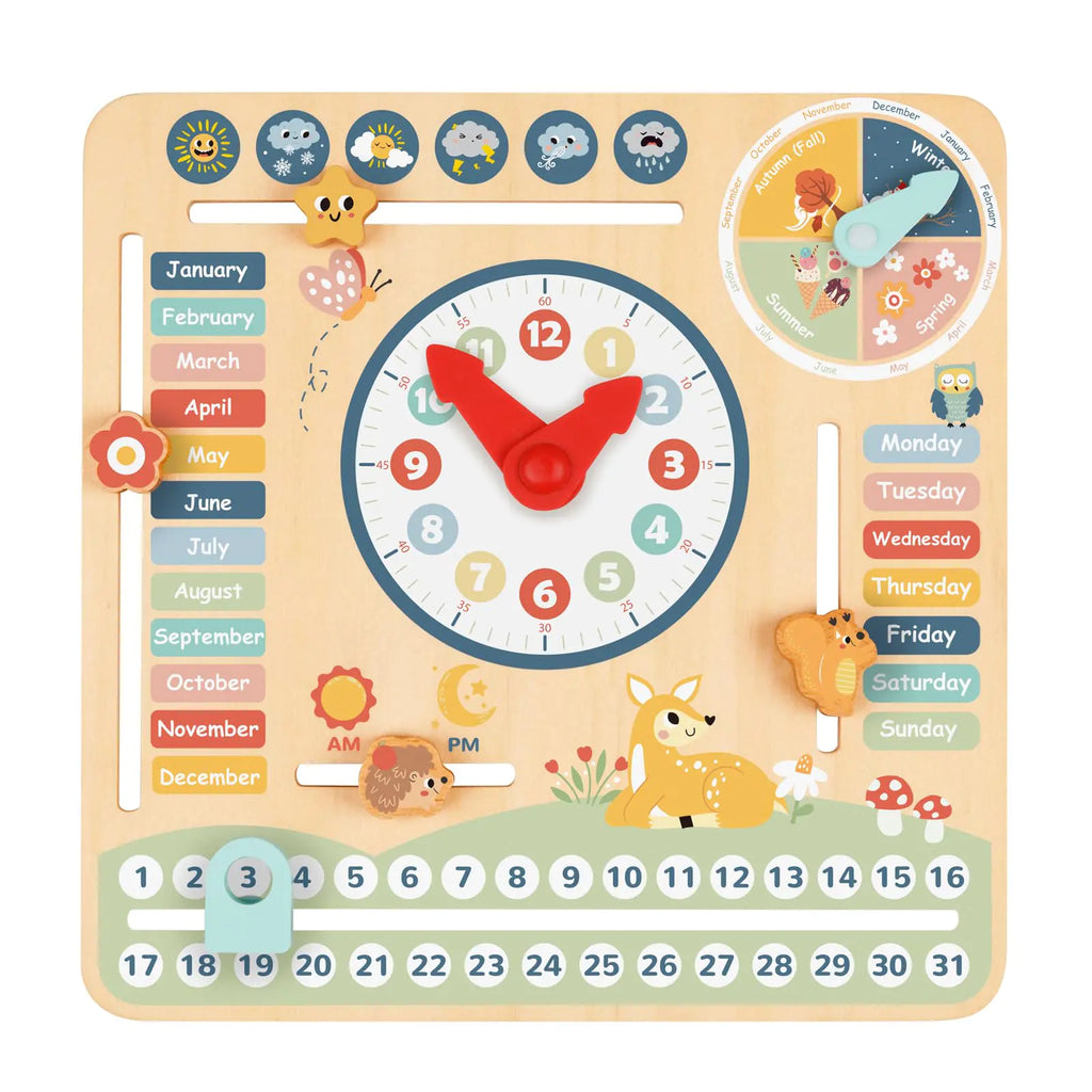 TOOKYLAND Kids Daily Calendar Montessori Educational Wooden Learning Toys My Calendar Clock Wooden Toys for Toddler Kids