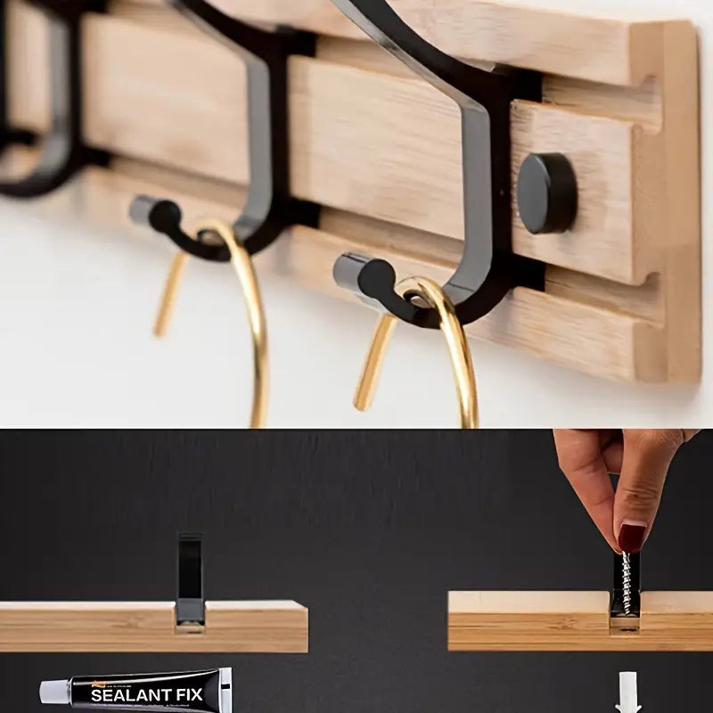 Wood and Plastic Wall Coat Hook with Shelf (1pc)