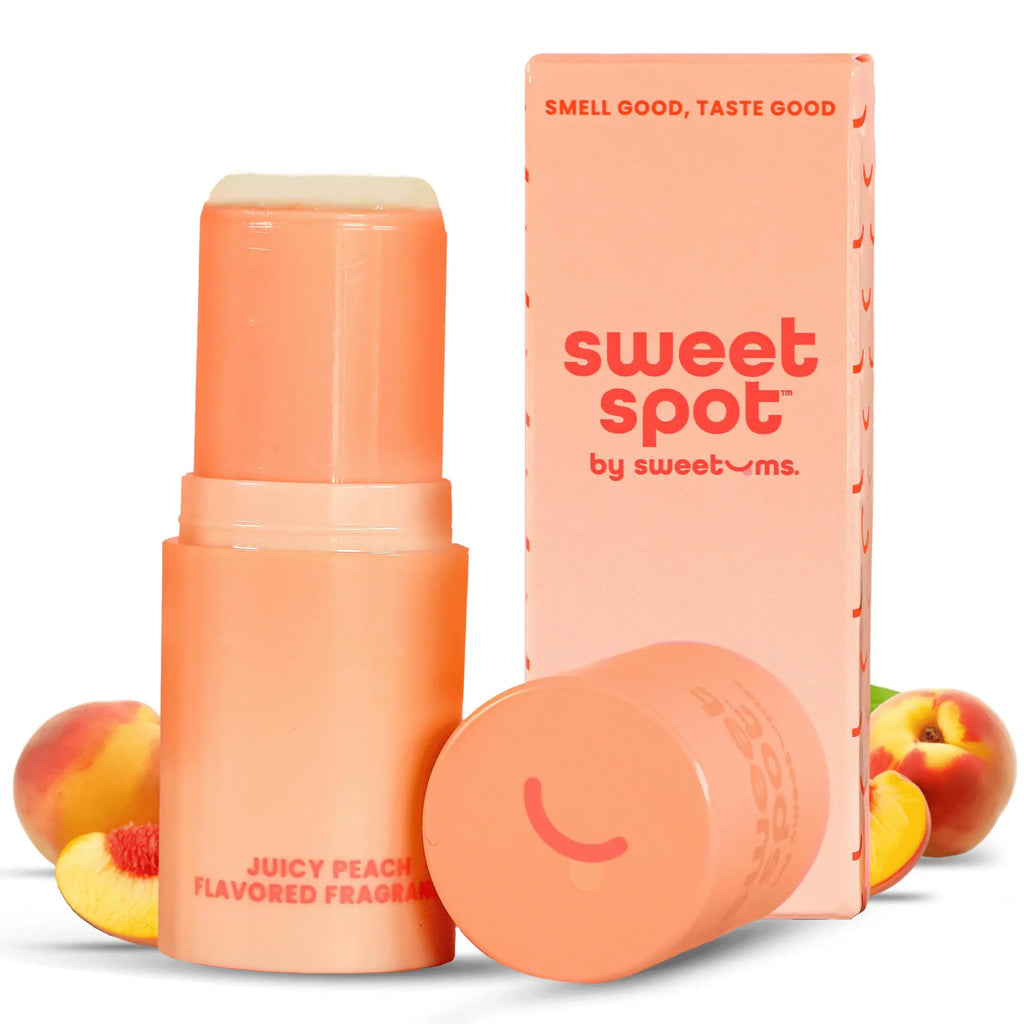 Sweetums SweetSpot Flavored Solid Perfume Stick Portable Travel Perfumes for Women Long Lasting Fragrances Non Sticky Formula Natural Ingredients Fragrance Stick (Peach)