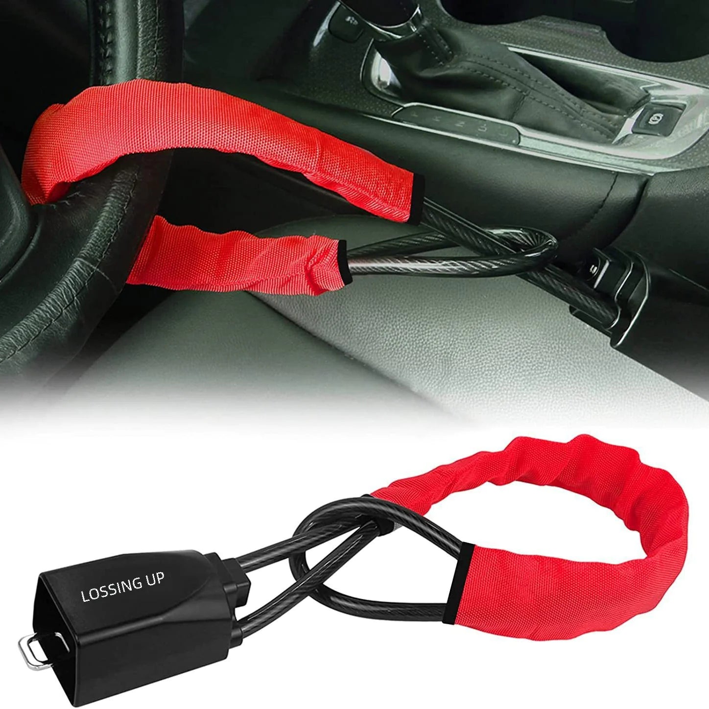 Universal Car Steering Wheel Lock with Steel Cable