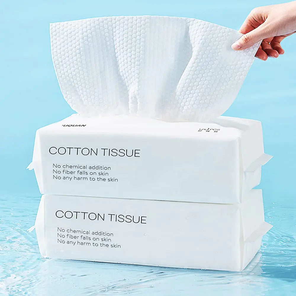 Cotton Facial Dry Wipes 100 Count Deeply Cleansing Disposable Face Towel Cotton Tissue Multi-Purpose for Skin Care Facial Tissue for Cleansing Skincare and Makeup Remover