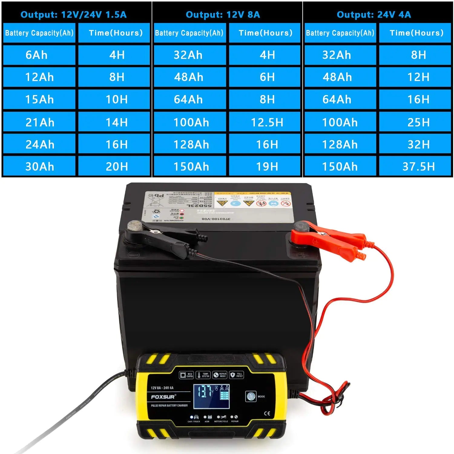 LCD Display Motorcycle Battery Charger
