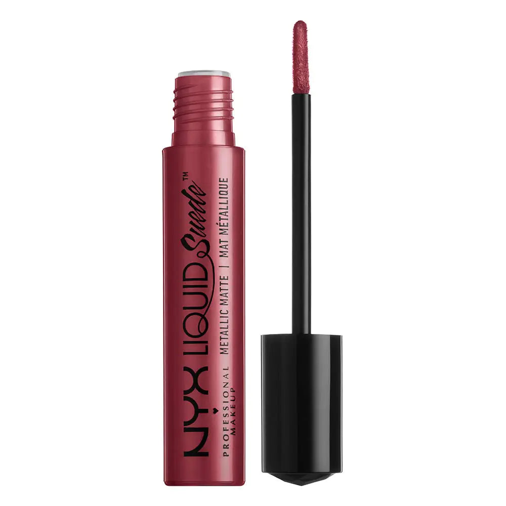 NYX PROFESSIONAL MAKEUP Liquid Suede Metallic Matte Lipstick - Modern Maven (Deep Wine With Blue Brown Pearl)