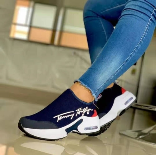 Tommy Hilfiger Casual Breathable Wedges Ladies Walking Sneakers Flat Women Shoes
