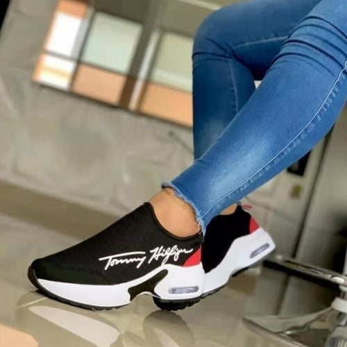 Tommy Hilfiger Casual Breathable Wedges Ladies Walking Sneakers Flat Women Shoes