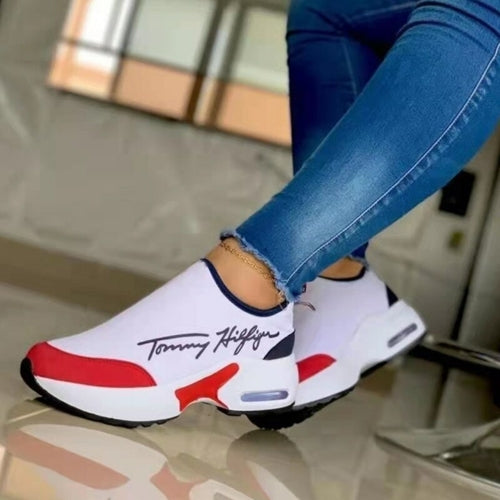 Tommy Hilfiger Casual Breathable Wedges Ladies Walking Sneakers Flat Women Shoes