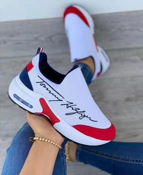 Tommy Hilfiger Casual Breathable Wedges Ladies Walking Sneakers Flat Women Shoes