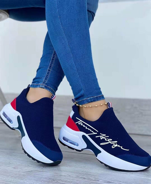 Tommy Hilfiger Casual Breathable Wedges Ladies Walking Sneakers Flat Women Shoes