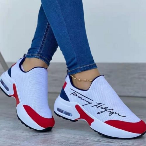 Tommy Hilfiger Casual Breathable Wedges Ladies Walking Sneakers Flat Women Shoes