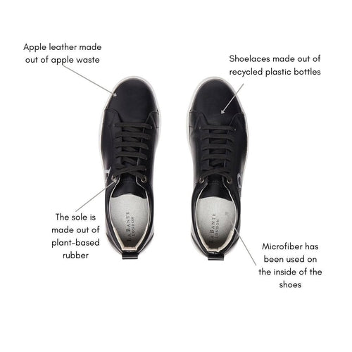 Women Black Apple Leather Sneakers