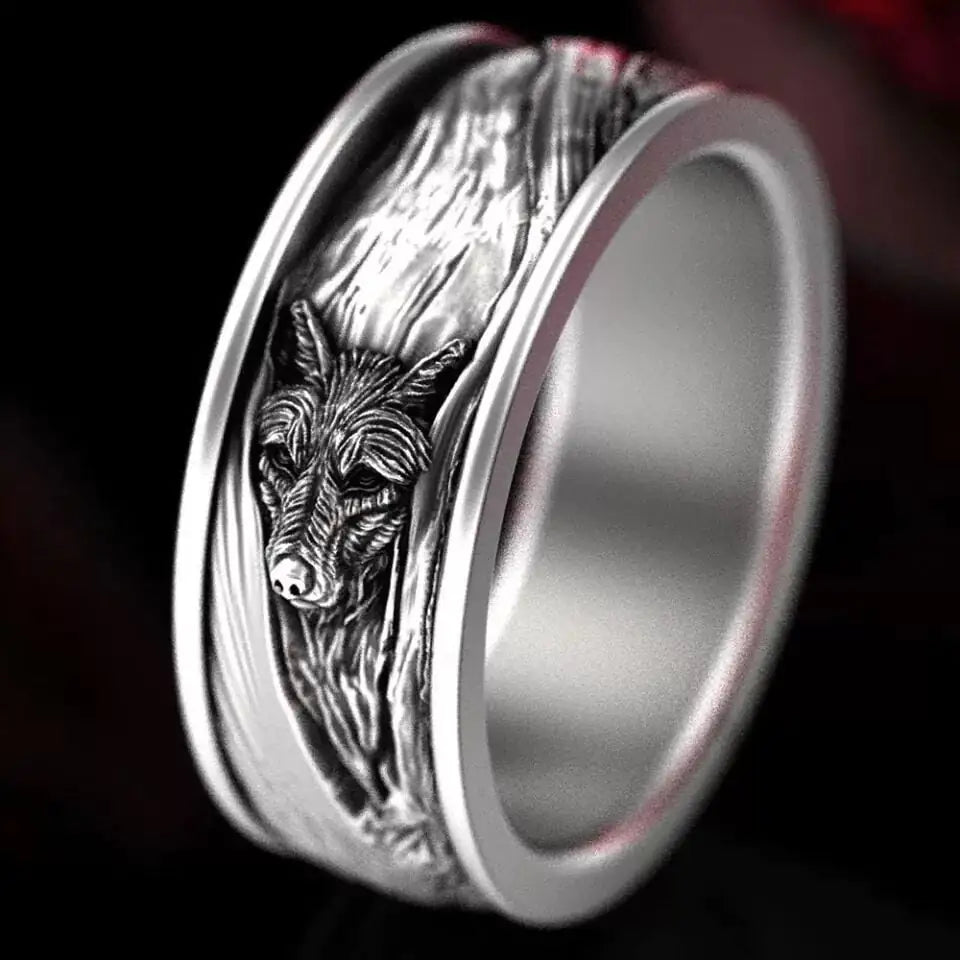 Vintage Punk Wolf Head Ring