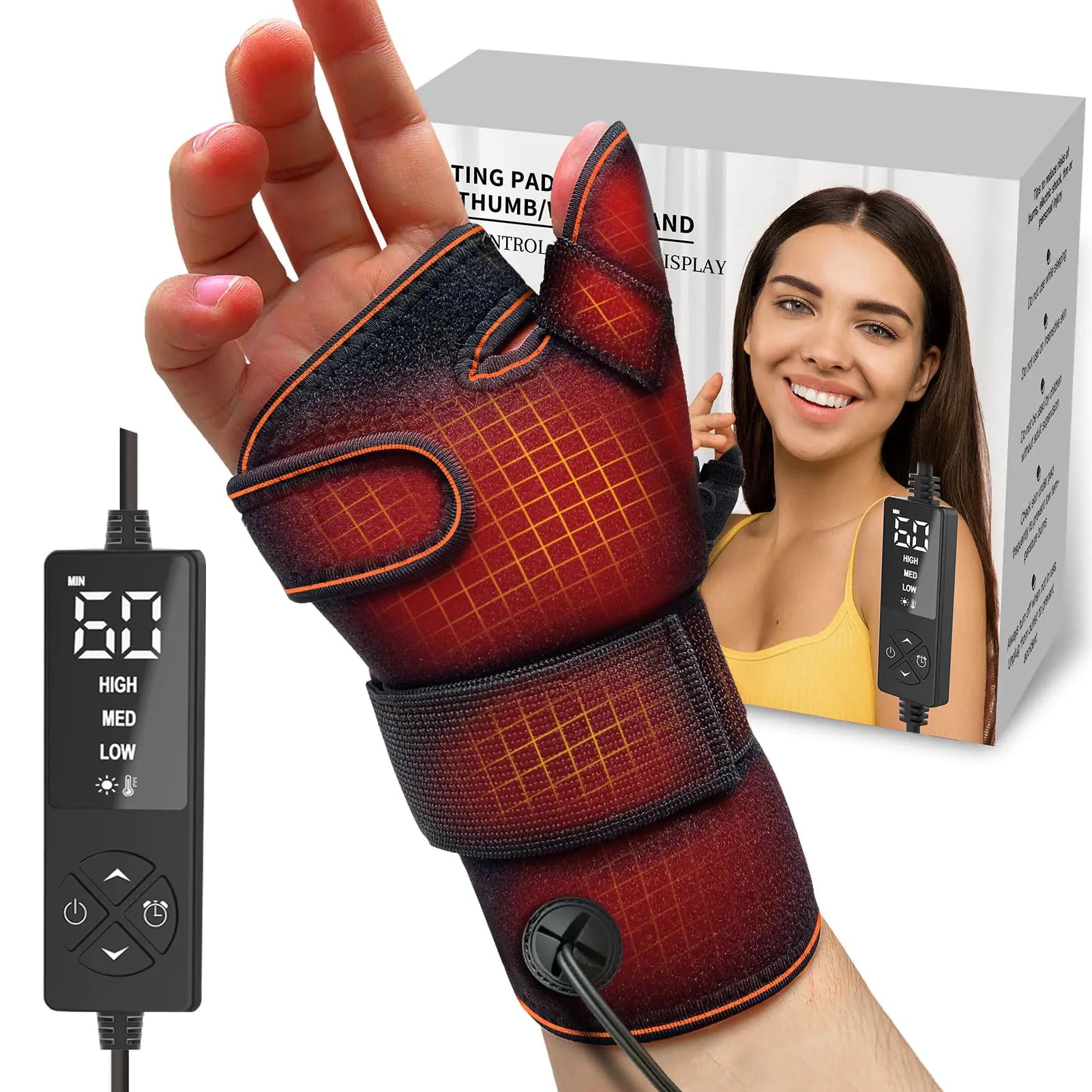 Wrist & Thumb Heating Pad for Arthritis and Carpal Tunnel Relief Hand Heating Pad for Sprains Trigger Thumb Tendonitis Hand Pain Relief - Left & Right Hands(L/XL)