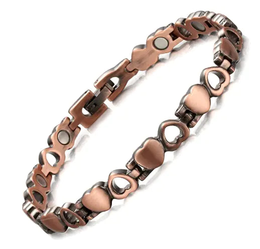 Vintage Red Copper Bracelet with Strong Magnetic Stones