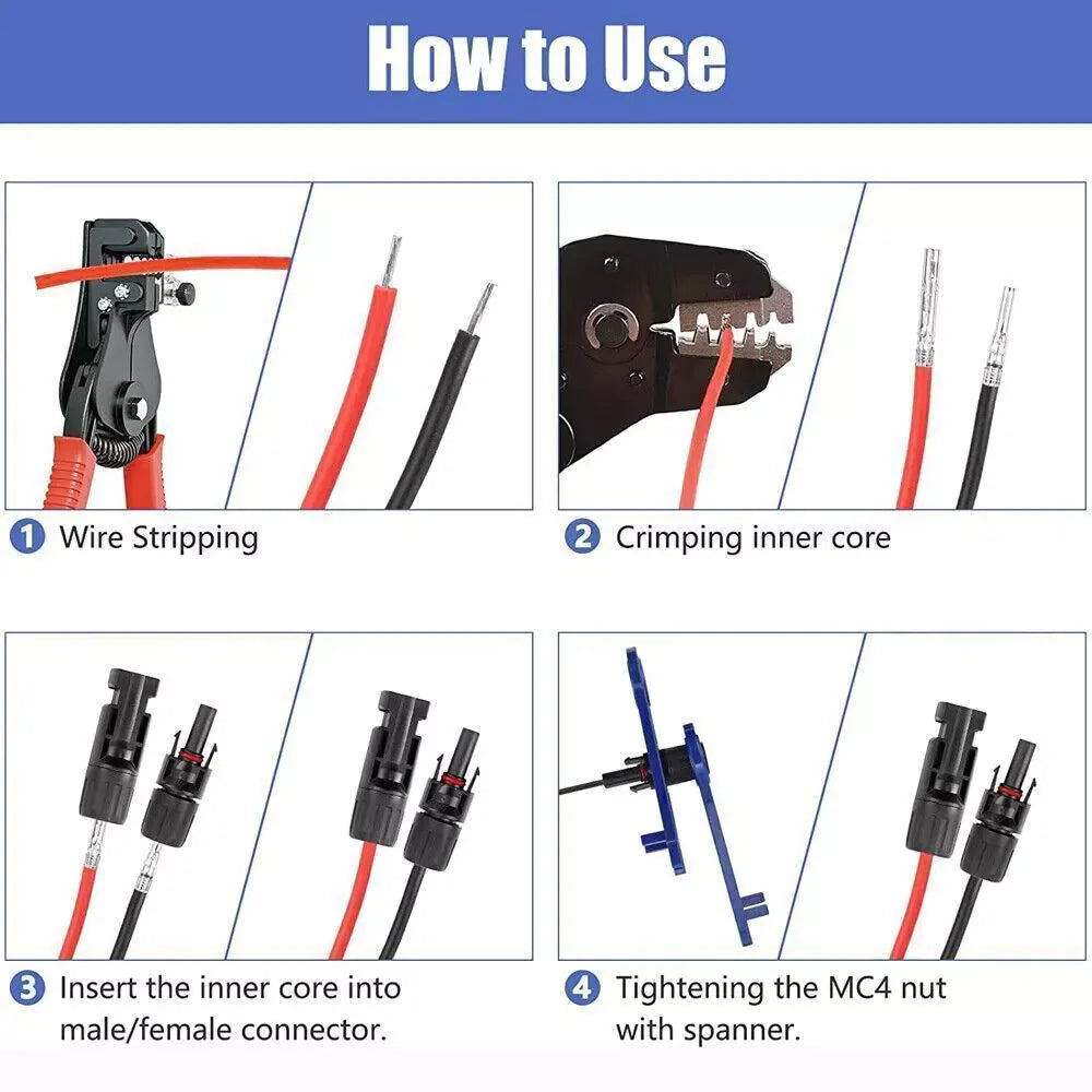 10/20/50/100/200 Pairs Male Female Solar Cable Connectors For DIY Solar Panel US