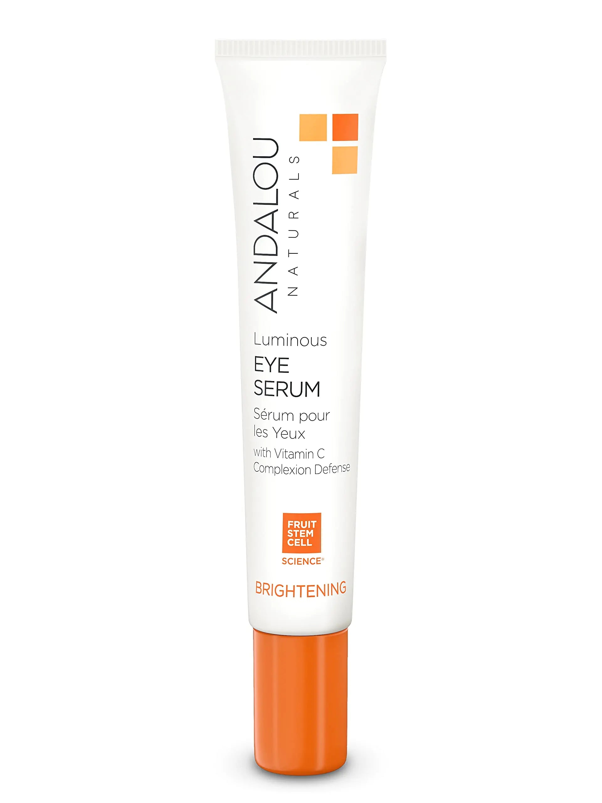 Andalou Naturals Luminous Eye Serum Brightening Eye Cream for Dark Circles and Puffiness Vitamin C Caffeine & Goji Glycopeptides for a Lighter Tighter Brighter Appearance 0.6 Ounce