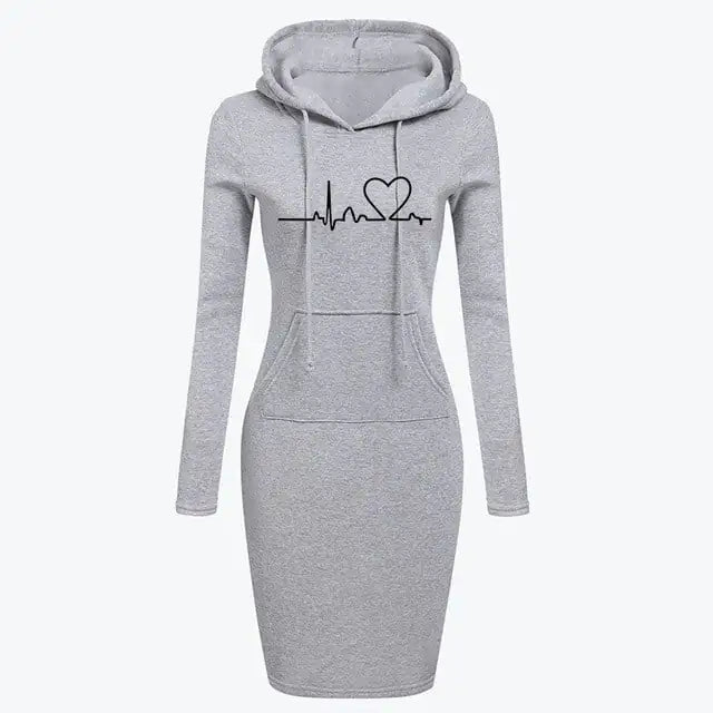 Autumn Winter Women's Long-Sleeved Hoodie Dress