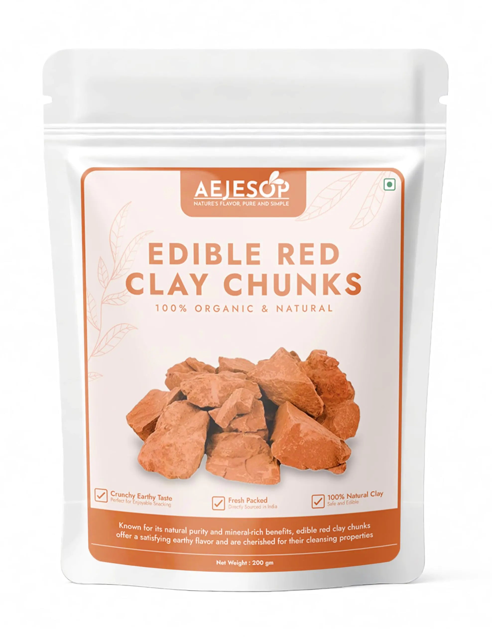 Red Clay Edible Clay Chunks Natural Clay Organic Clay Clay Mask Natural Mud Mask - wt. 7 oz (200gm)