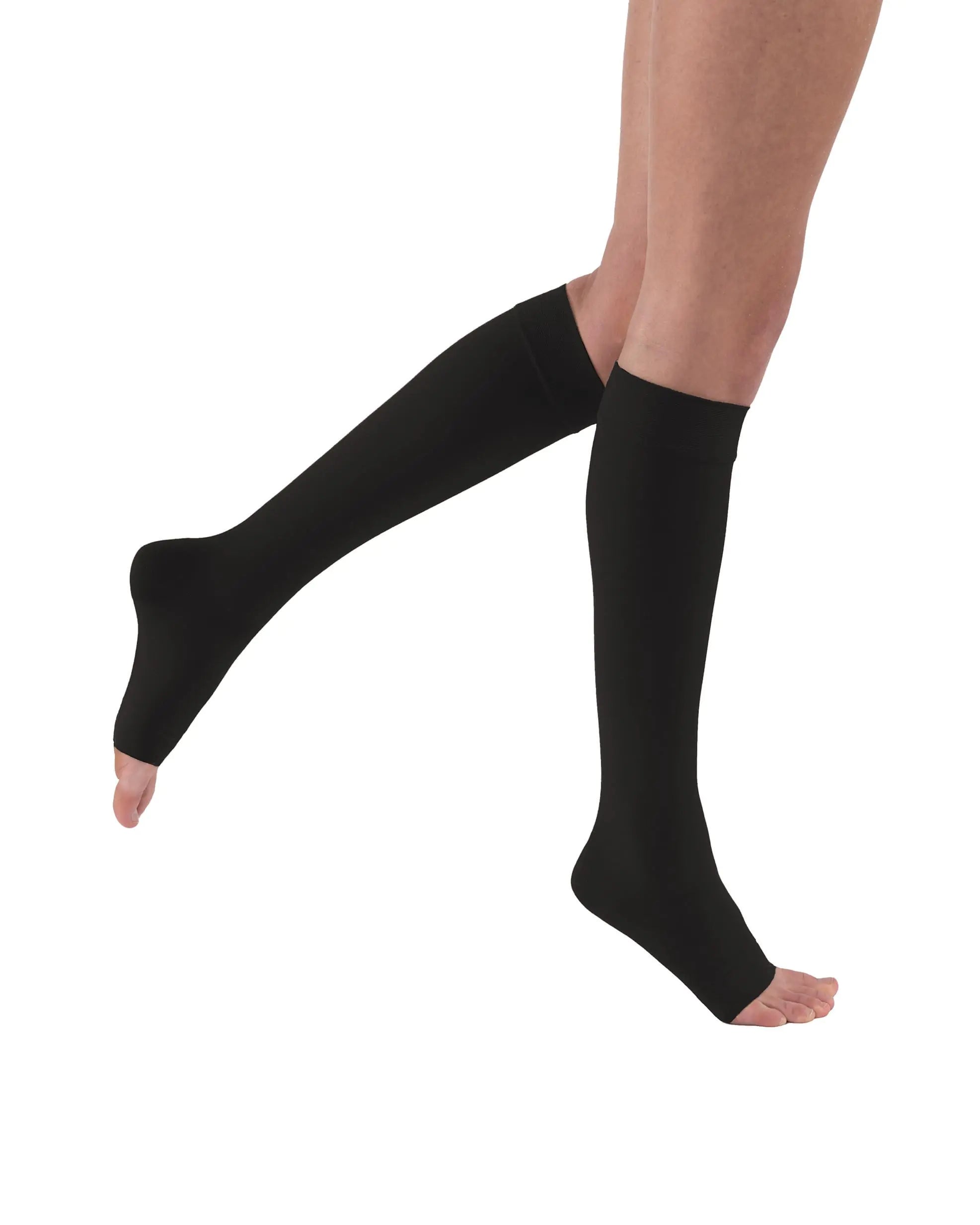JOBST Relief Knee High Graduated Compression Socks 20-30mmHg - Comfortable Unisex Design - Open Toe Black Medium Petite