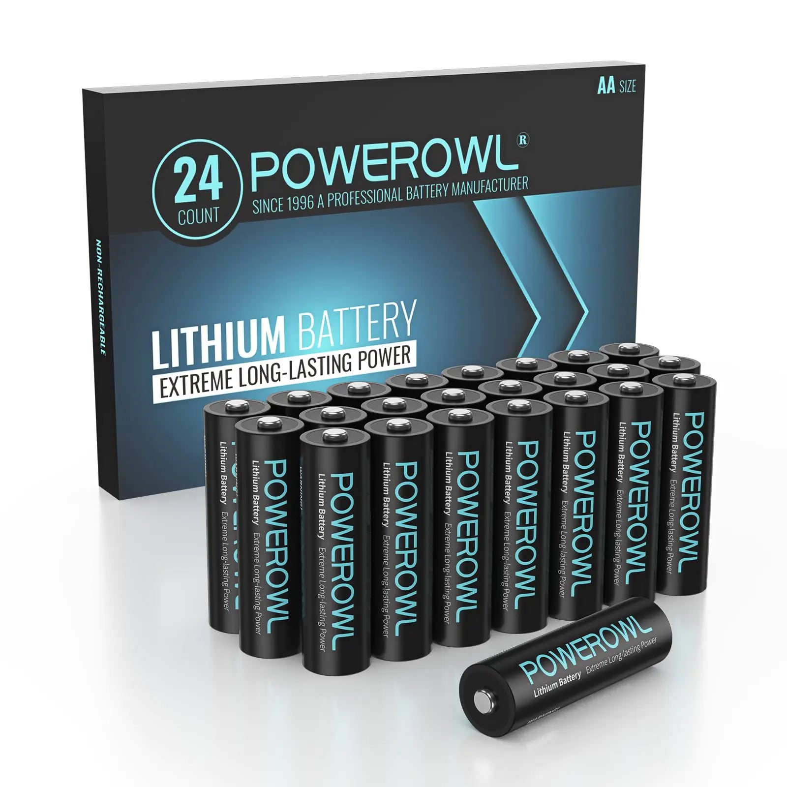 POWEROWL Lithium Batteries AA 24 Count High Capacity Long Lasting 1.5V Double A Battery for Blink Camera Freezer Thermometer etc High-Tech Devices